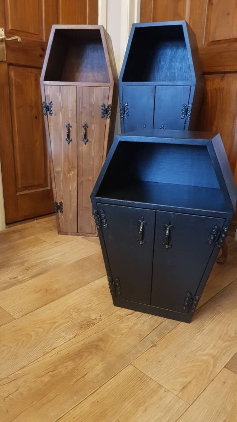 Coffin Shaped Gothic Bedside Cupboard Nightstand Solid Pine Etsy