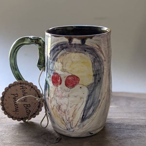 Handmade Illustrated Ceramic Moth Man Mug, Creepy Paranormal Woodland Creature Pottery Coffee Cup, Hand Drawn  Drinkware, Hot Cocoa Glass