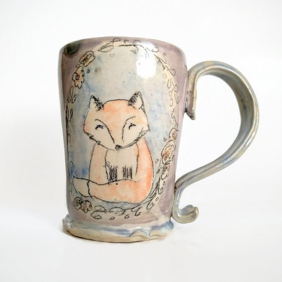 Large Ceramic Mug, 16 Oz, Coffee Mug, Handmade Pottery, Woodland Mug, Large  Tea Cup 