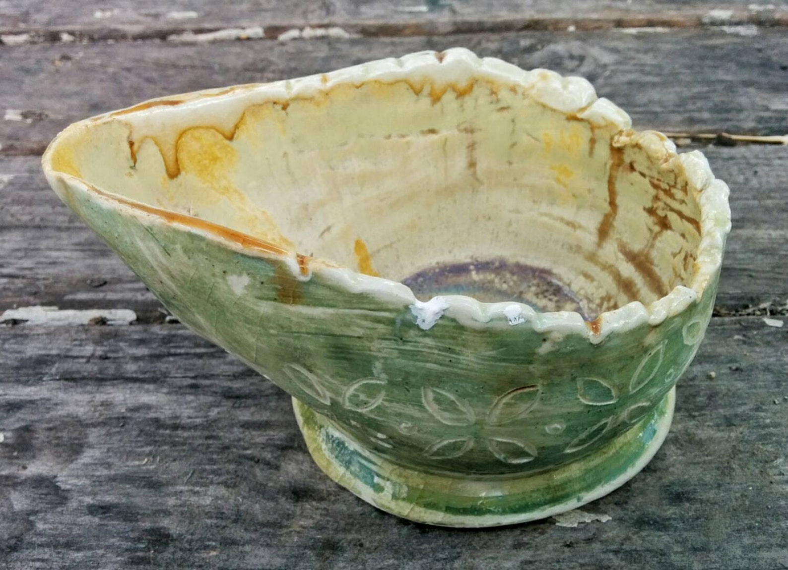 Pottery Gravy Boat Small8 Oz Scalloped Etsy