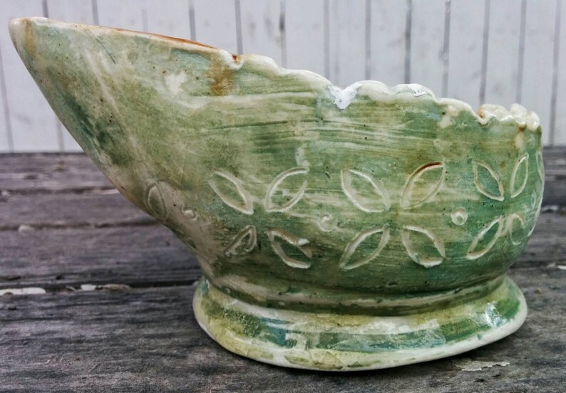 Pottery Gravy Boat Small8 Oz Scalloped Etsy
