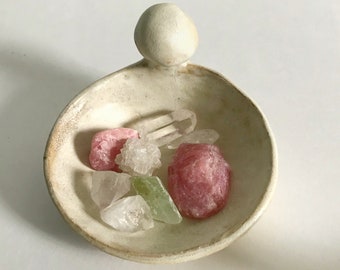 Ceramic Bowl. Goddess Pottery Catchall. Spiritual Altar Decor. Round Soap Dish