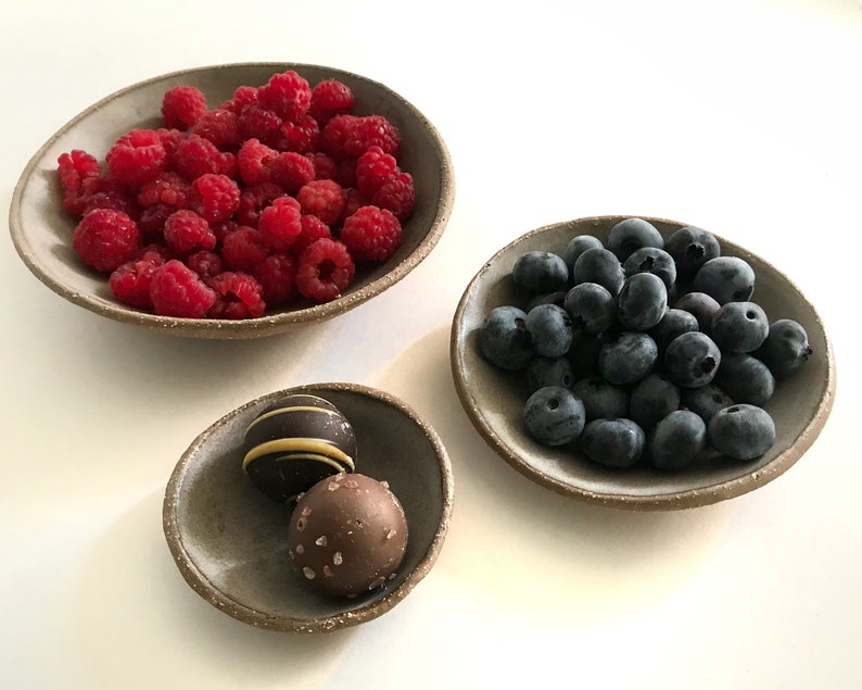 Ceramic Nesting Bowl Set. 3 Stoneware Pottery Small Serving Bowls. Snack and Food Prep Dishes. 10 Colors to Mix and Match image 4
