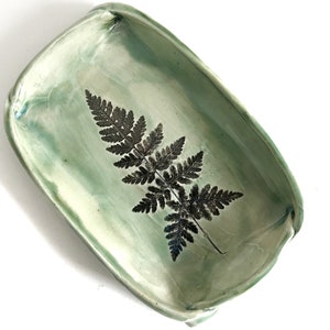 Fossil Fern Ceramic Dish, Symbol of Healing, Health, and Good Luck, For Soap, Food, and Everything Else image 9