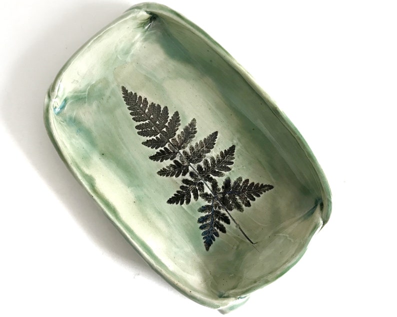 Fossil Fern Ceramic Dish, Symbol of Healing, Health, and Good Luck, For Soap, Food, and Everything Else image 9