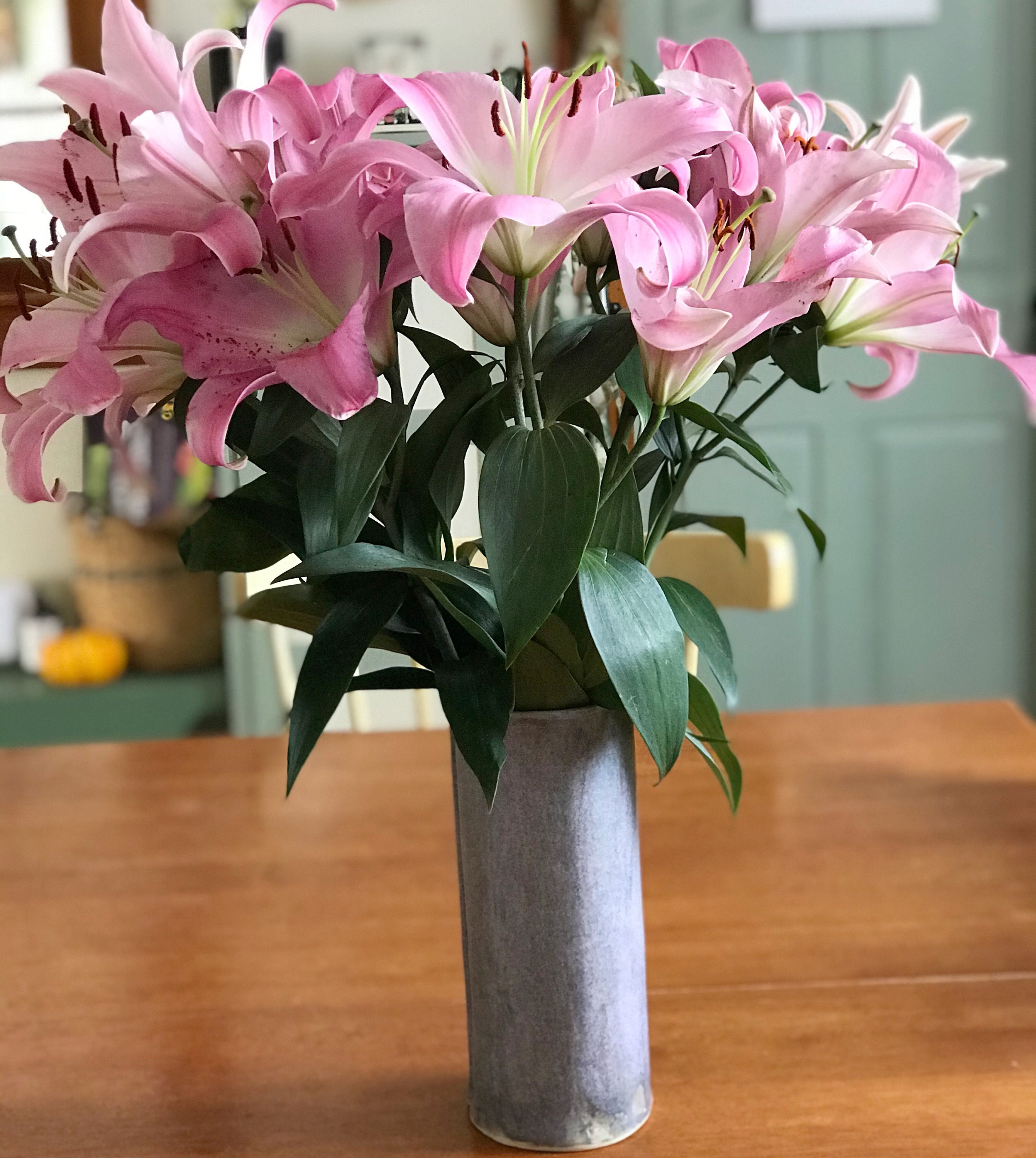 Tall Flower Vase. Cylinder Vase. Large Pottery Vase. Purple Etsy