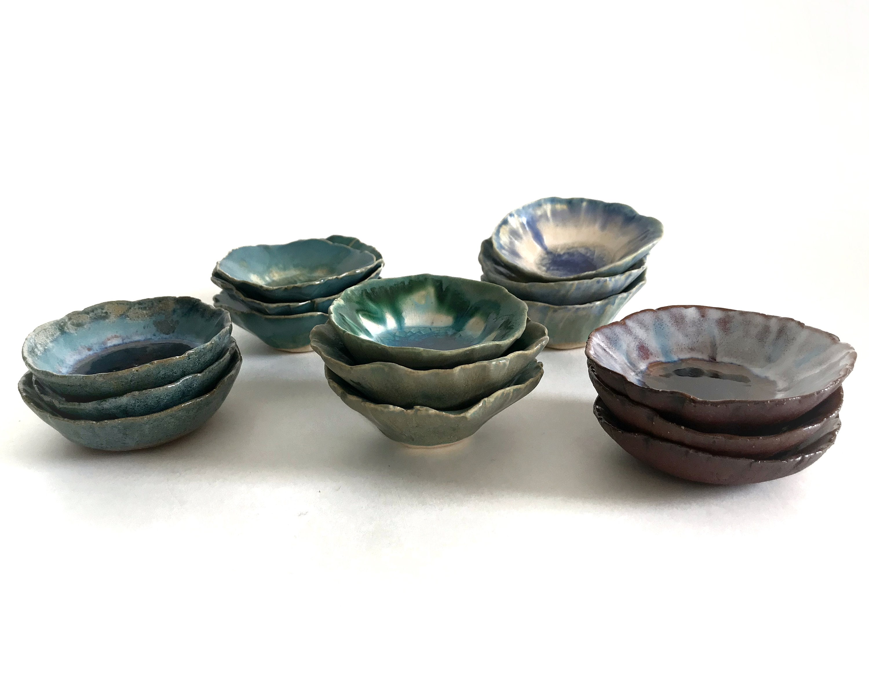 Ceramic Catchall Bowl Pinch Pot in 6 Designs. Crackle Glass