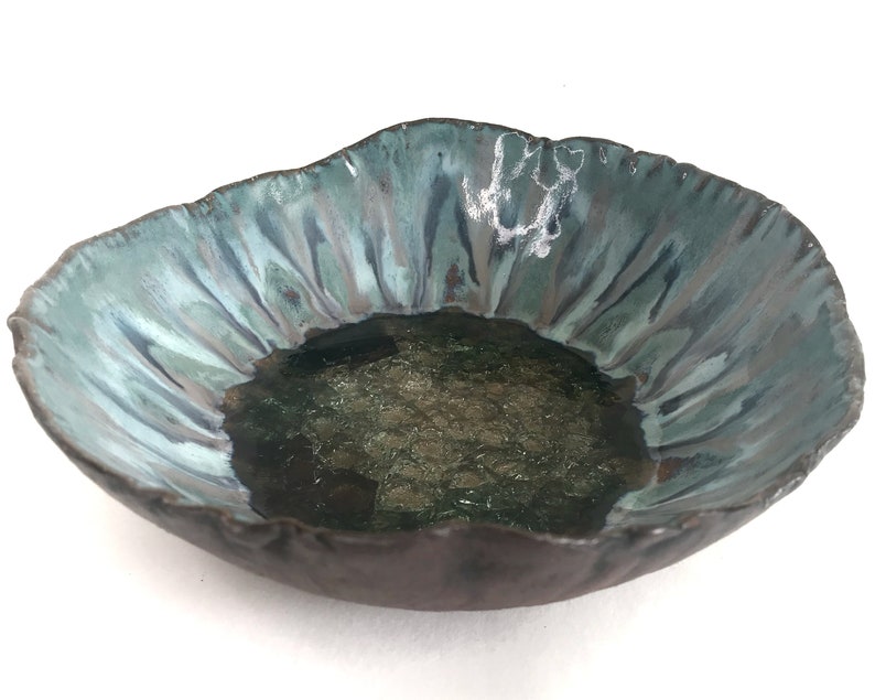 Ceramic Crackle Glass Art Bowl. One Of A Kind Decorative Bowl. Etsy