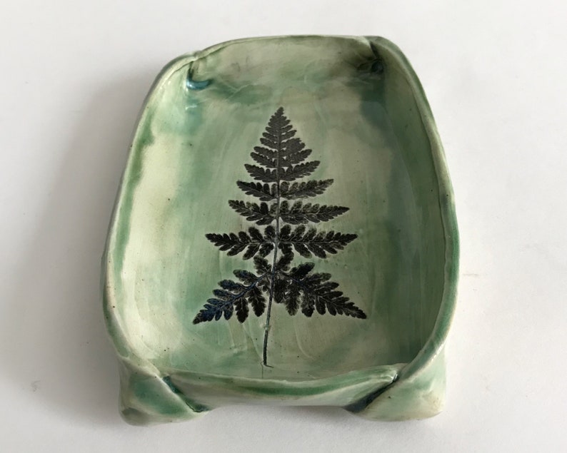 Fossil Fern Ceramic Dish, Symbol of Healing, Health, and Good Luck, For Soap, Food, and Everything Else image 10