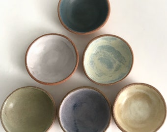 Little Pottery Bowls Set of 6 Matte Glaze Ceramic Prep Dishes. Catch All Bowls. Ready to Ship