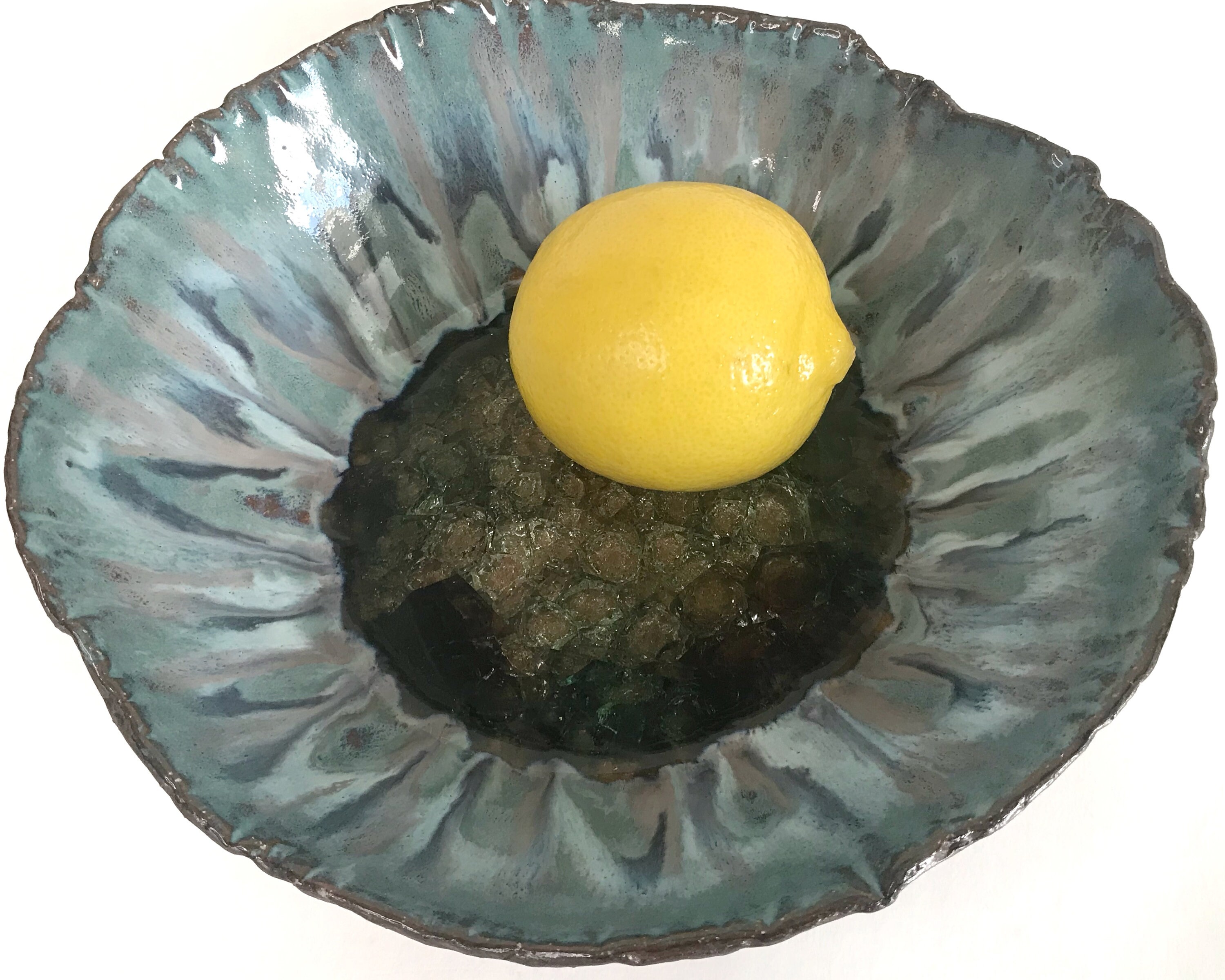 Ceramic Crackle Glass Art Bowl. One Of A Kind Decorative Bowl. Etsy