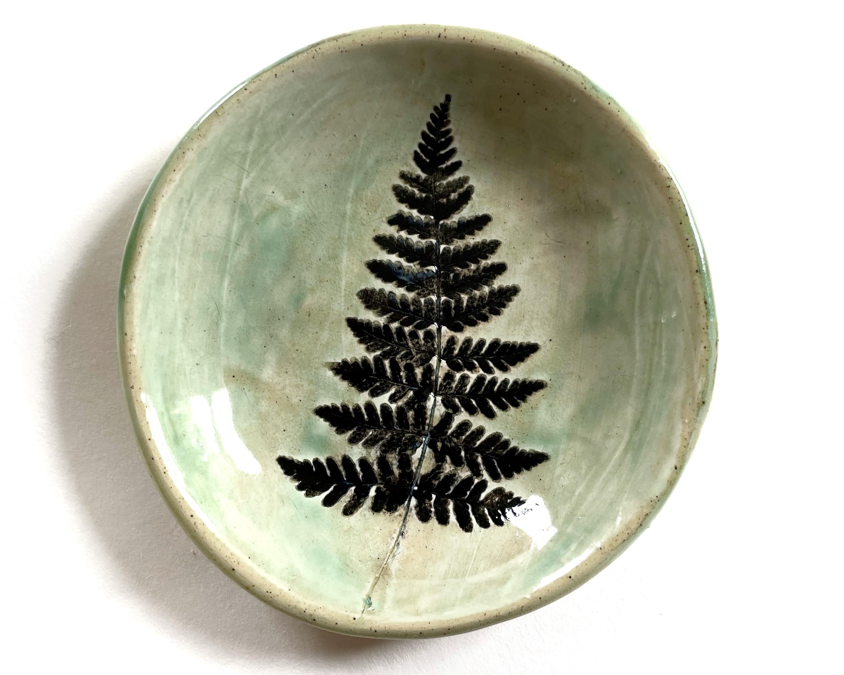 Fern Leaf Ceramic Dish: Vermont Pottery Soap Dish, Jewelry Plate, Spoon Rest