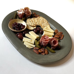 Ceramic Oval Platter. Ready to Ship Large Pottery Serving Plate. Hand-built Stoneware Pottery. Weddiing Gift. Housewarming Gift