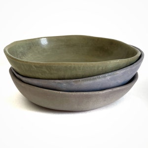 Hand-Built Rustic Stoneware Bowl: Matte Glazed Ceramic Meal Bowl