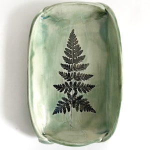 Fossil Fern Ceramic Dish, Symbol of Healing, Health, and Good Luck, For Soap, Food, and Everything Else image 1