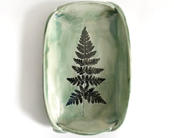 Fossil Fern Ceramic Dish, Symbol of Healing, Health, and Good Luck,  For Soap, Food, and Everything Else