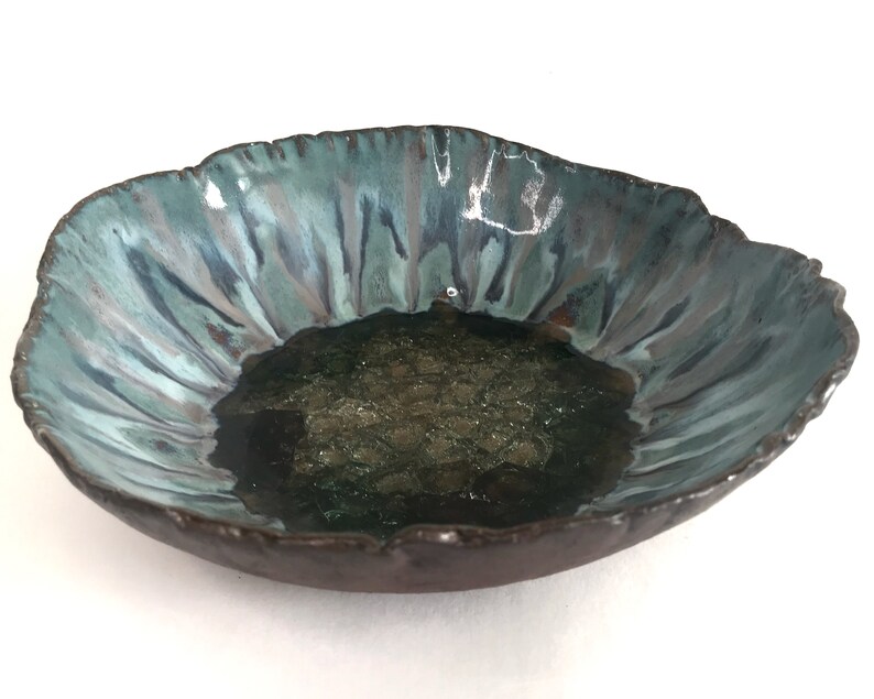 Ceramic Crackle Glass Art Bowl. One Of A Kind Decorative Bowl. Etsy