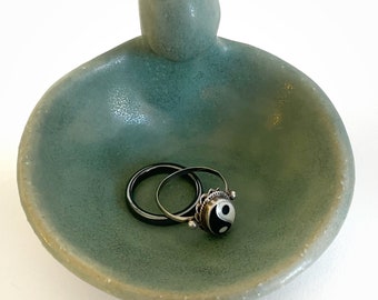 Goddess Pottery Catchall  Bowl. Healing Stones Holder. Ring Dish. Tea Light Holder. Sea Foam Matte Glaze