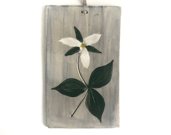 Trillium Flower Ceramic Wall Art. Trivet