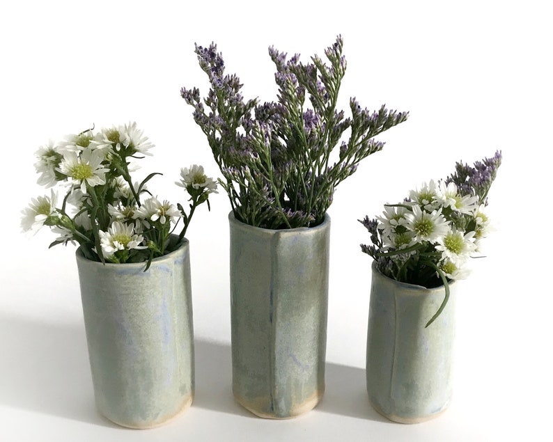 Ceramic Bud Vase Set of 3 Vases. Matte Ocean Breeze Bluegreen Etsy