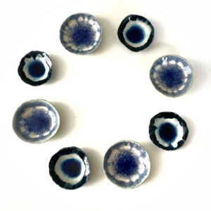 Crackle Glass Glaze Ceramic Wall Art Sculpture - Set of 8
