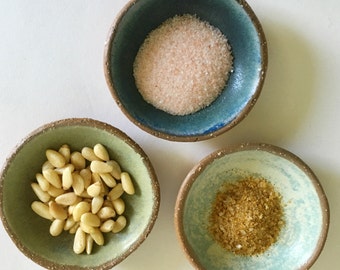 Little Pottery Bowls: READY TO SHIP  Matte Glaze Ceramic Prep Dishes, Set of 3 Tiny Bowls