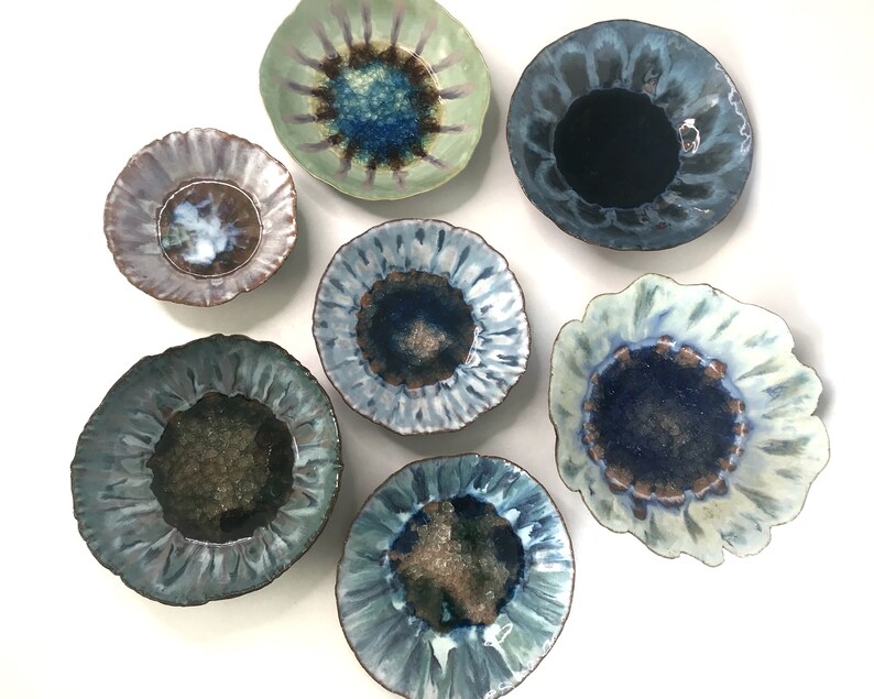 Ceramic Crackle Glass Art Bowl. One Of A Kind Decorative Bowl. Etsy
