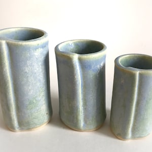 Ceramic Bud Vase Set of 3 Vases. Matte Ocean Breeze Blue-Green Pottery Flower Vase. Fresh Herb Holder. Blue Home Decor