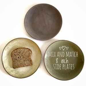 Ceramic 8” Pottery Plate. Salad, Sandwich, Dessert, Side Plate. MADE TO ORDER. Handcrafted Stoneware Pottery Dinnerware. Mismatched Dishes