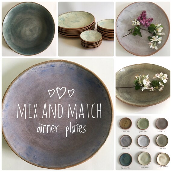 Home Living Plates Made To Order Ceramic Plates Salad Plates Mix And Match Dishes Wedding Registry Hand Built Pottery Dessert Plates Rustic Dinnerware