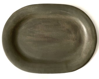 Keramik Oval Servierplatte. Großer Keramik Servierteller. Handgetöpferte Steinzeug Keramik. Hochzeitsgeschenk. Einweihungsgeschenk