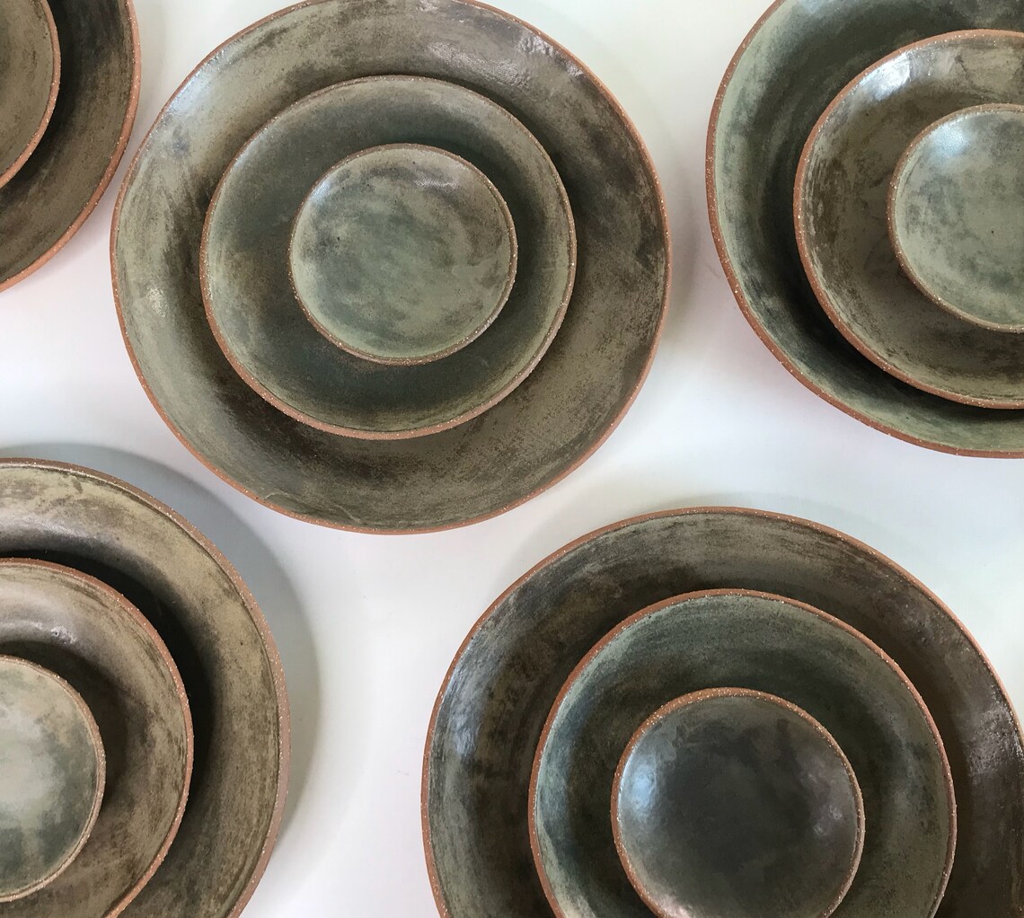 Individual Plates Ready to Ship. Rustic Wild Sage Matte Glazed Etsy