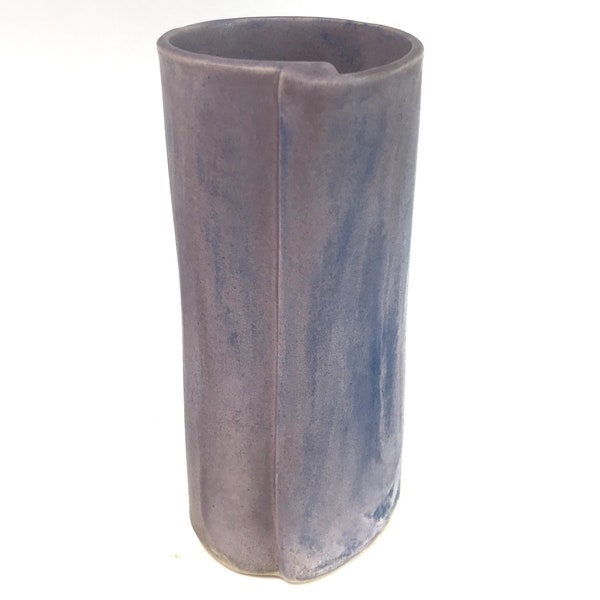 Tall Flower Vase. Cylinder Vase. Large Pottery Vase. Purple Home Accent. Table Centerpiece. Rustic Home Decor. Anniversary Gift. For Her