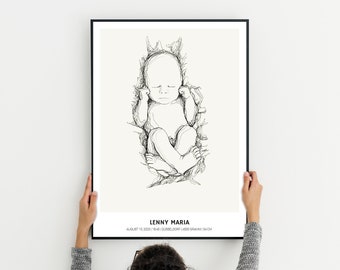 Individual birth poster 50 x 70 cm - Personal birth details - Ideal gift for parents & baby - Unique souvenir!