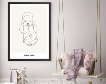 Individual birth poster 50 x 70 cm - Personal birth details - Ideal gift for parents & baby - Unique souvenir treasures!