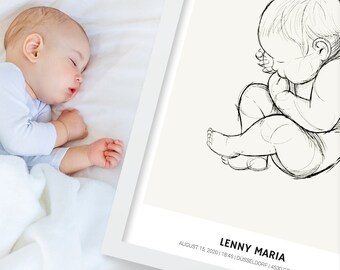 Individual birth poster 50 x 70 cm - Personal birth details - Ideal gift for parents & baby - Unique gift idea!