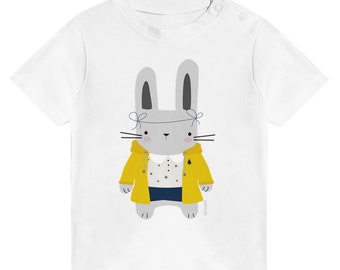 Klassisches Baby-T-Shirt Hasenmädchen mit Rundhalsausschnitt