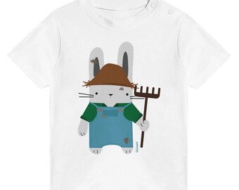 Klassisches Baby-T-Shirt Gartenhase mit Rundhalsausschnitt