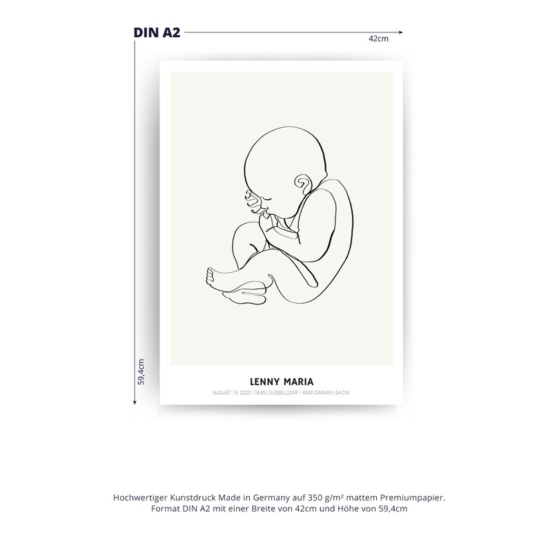 Custom-made birth poster 50 x 70 cm Personal birth details Great gift for parents & baby Unmistakable memorable moments image 5