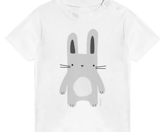 Klassisches Baby-T-Shirt Hase mit Rundhalsausschnitt