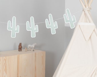 Girlande Kaktus DIY Kinderzimmer Kindergeburtstag Geburtstagsdeko Geburtstag Banner Deko Babyparty Baby Shower