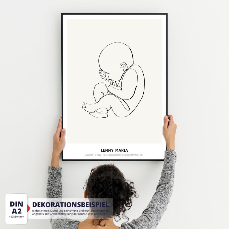 Maßgeschneidertes Geburtsposter 50x70cm Persönliche Geburtsdaten Tolles Geschenk für Eltern & Baby Unverwechselbare Erinnerungsmomente Bild 2