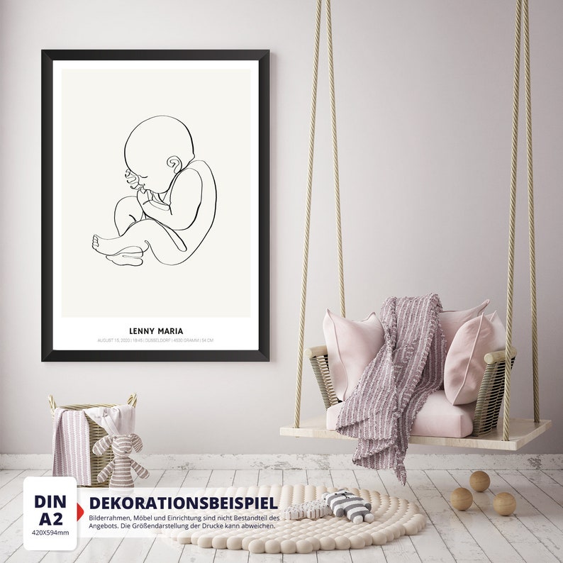 Custom-made birth poster 50 x 70 cm Personal birth details Great gift for parents & baby Unmistakable memorable moments image 4
