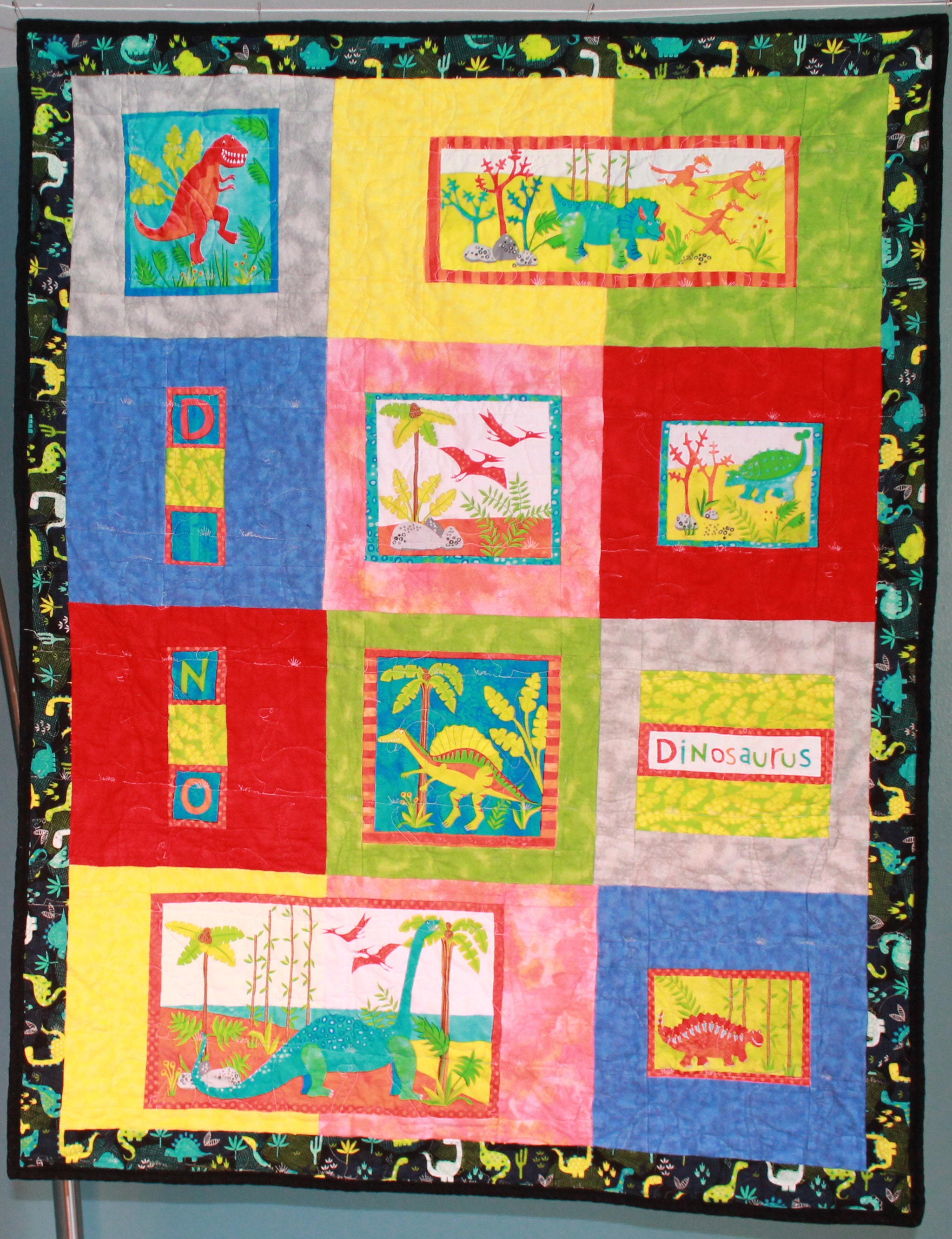 Dinosaurs Patchwork Quilt - Crib Size - 37x47 - Etsy