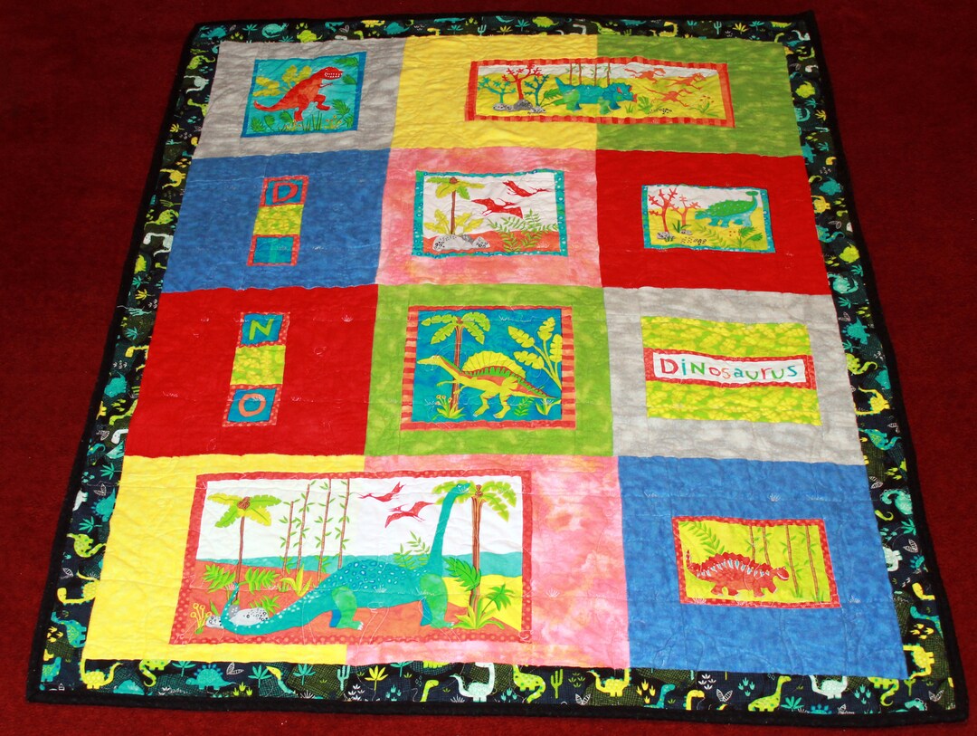 Dinosaurs Patchwork Quilt - Crib Size - 37x47 - Etsy