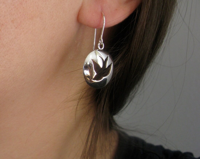 Birds earrings in sterling silver for women