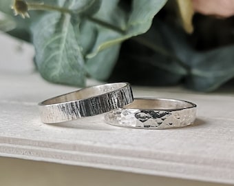 Unisex textured ring in sterling silver, men's ring, women's ring, wedding ring
