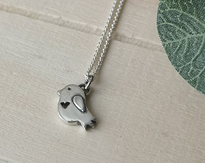 Baby Bird necklace handmade in sterling silver for women