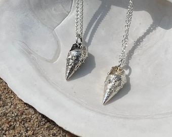 Small conch shell pendant in sterling SILVER, necklace for women, travel souvenir, gift idea for woman and girl