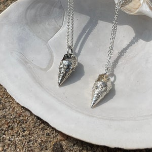 Small conch shell pendant in sterling SILVER, necklace for women, travel souvenir, gift idea for woman and girl